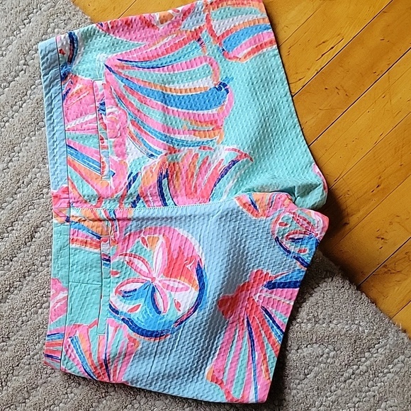 Lilly Pulitzer Addie Shorts Ocean Theme Blue Mint Green Colorful Cotton Sz 6 - Picture 2 of 7